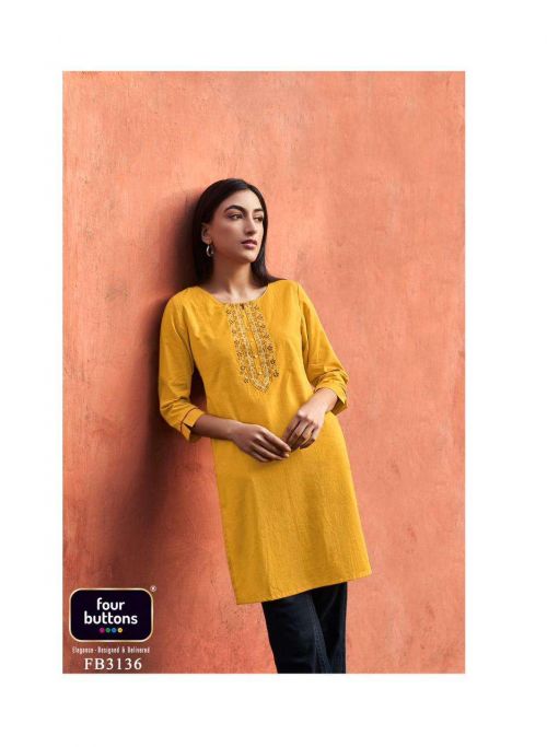 Four Bottons Tulip 3 Cotton Kurti Catalog